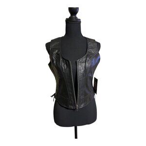 MFG First Co Raven Women's Motorcycle Leather Vest (NWT-SO)